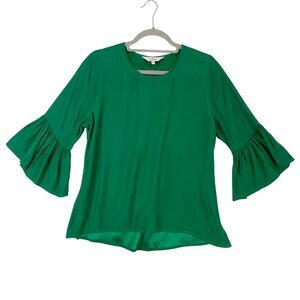 La Roque Silk Top Women's SP Bell Sleeves Satin Green Jewel Tone Party Christmas
